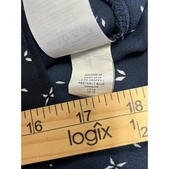 Banana Republic Classic Fit Oversized Button Up Top Drapey Abstract Blue Small - Picture 5 of 13